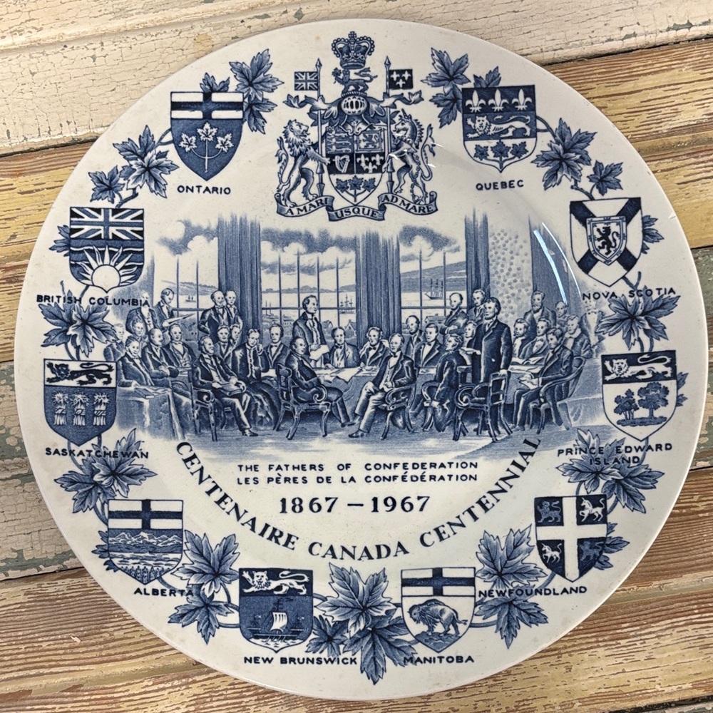 Blue and White Canada Centennial Plate